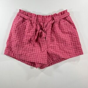 Time and Tru Gingham Shorts Womens L 12-14 Pink Gingham Floral Cottagecore Boho